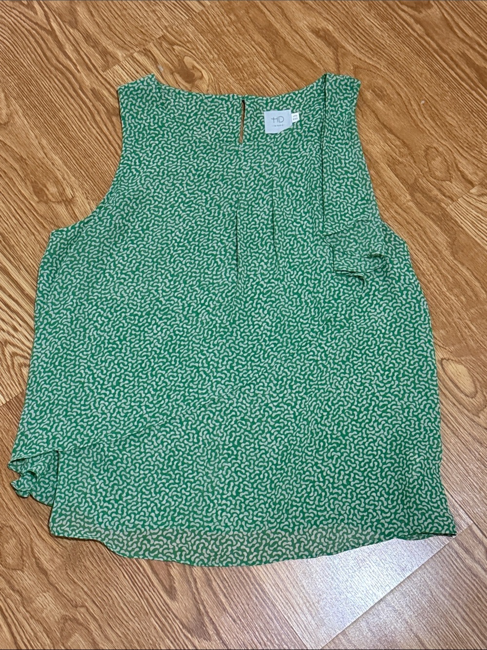 Anthropologie Green Printed Sleeveless Blouse